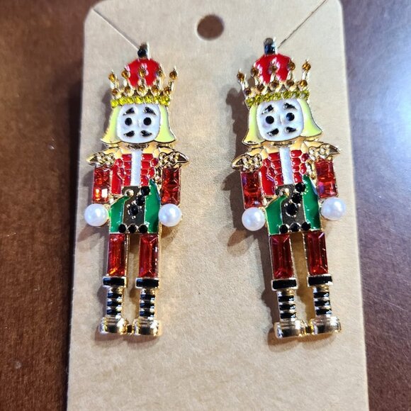 Nutcracker Earrings Womens Ladies Red Fashion Xmas Holiday Christmas Jewelry - Picture 1 of 8